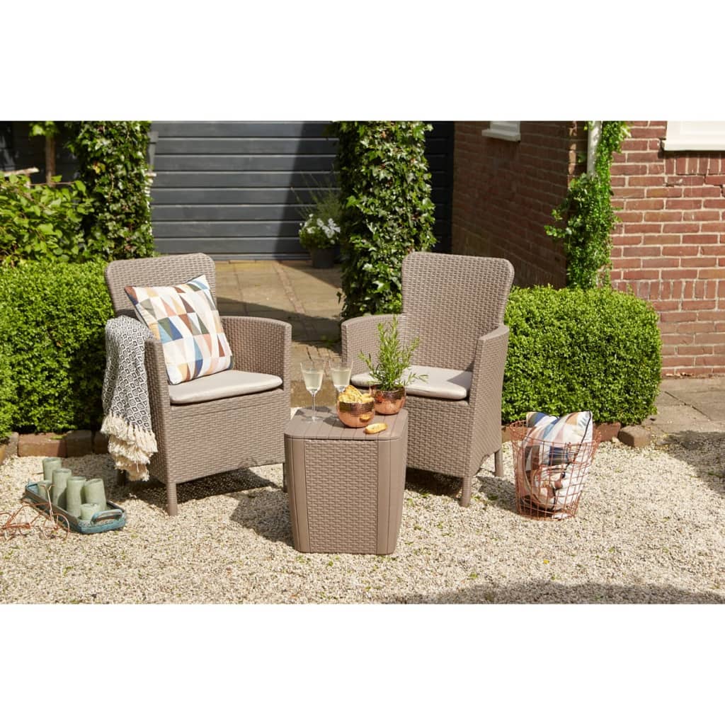 Keter Jeu de salle à manger d'extérieur 3 pcs Iowa Cappuccino 223929 Salons de jardin Keter