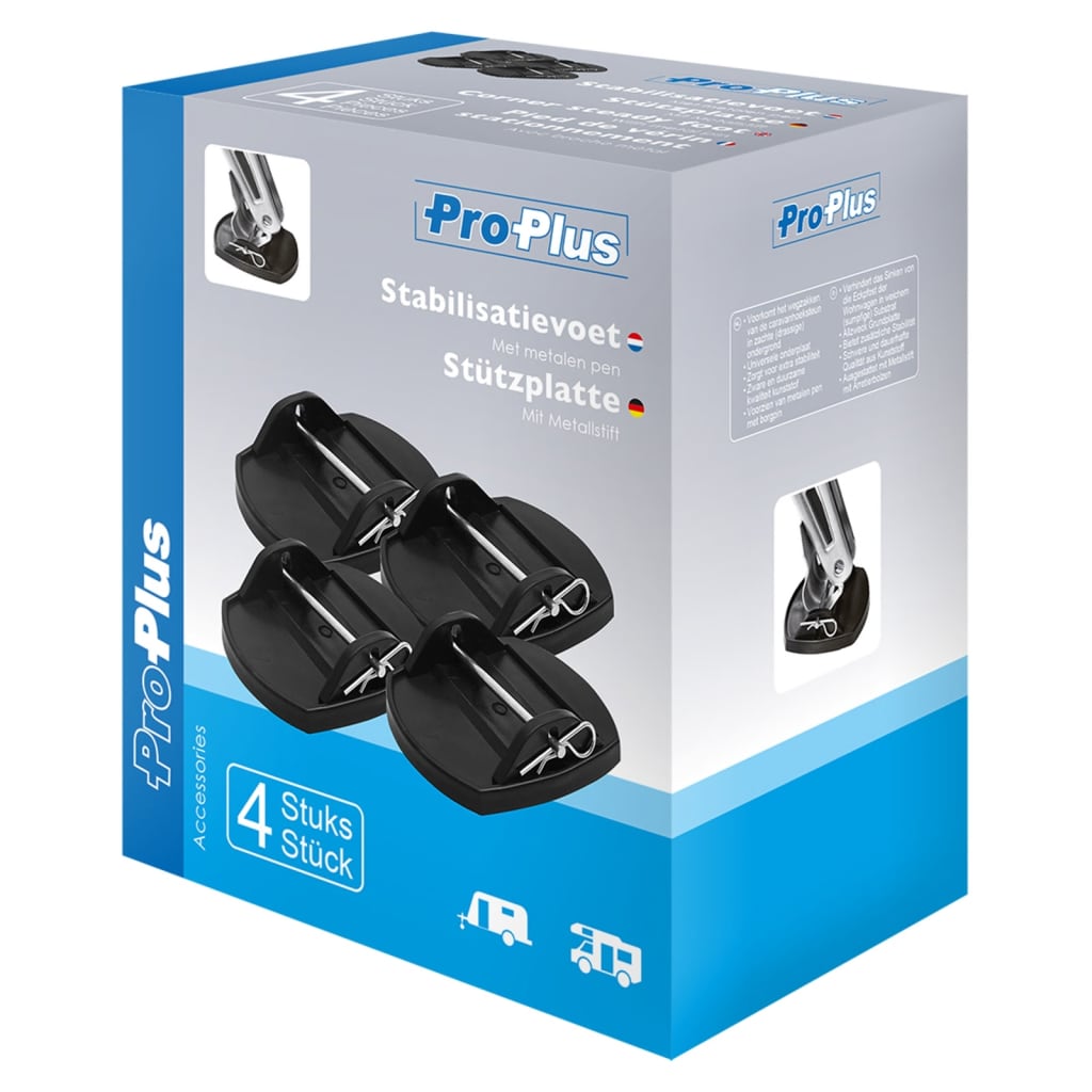 Patins de support de caravane 4 pcs avec broches métalliques Mâts & piquets de tente ProPlus