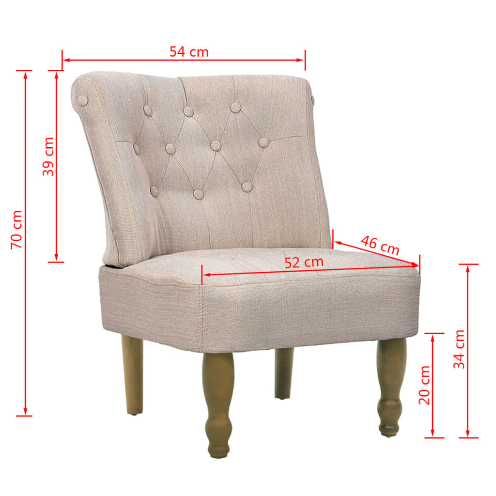 Chaises en style français lot de 2 crème tissu - XIOS