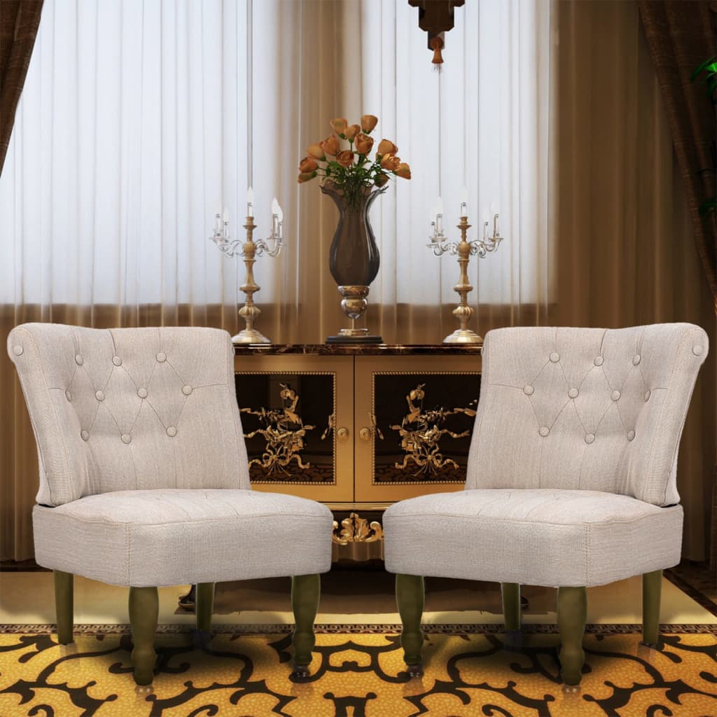 Chaises en style français lot de 2 crème tissu - XIOS