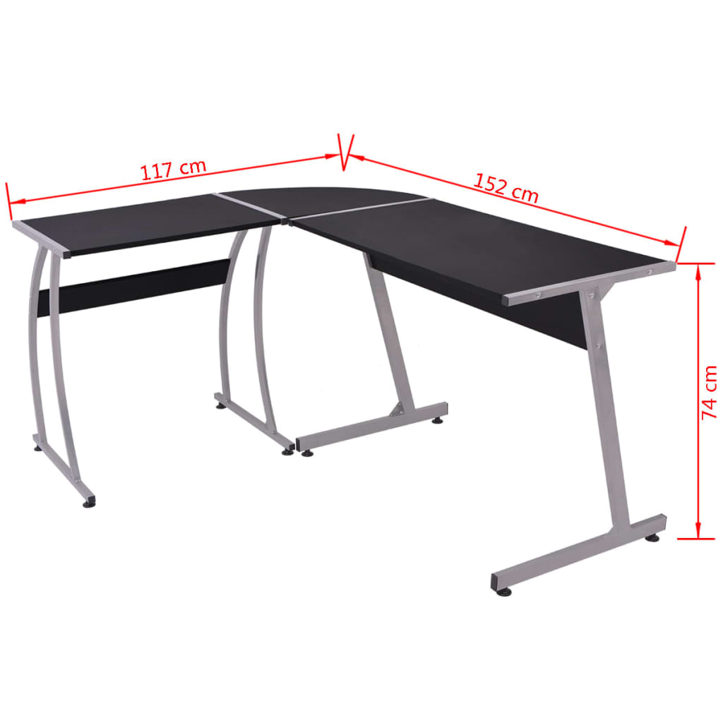 Bureau d'angle en forme de L Noir - XIOS