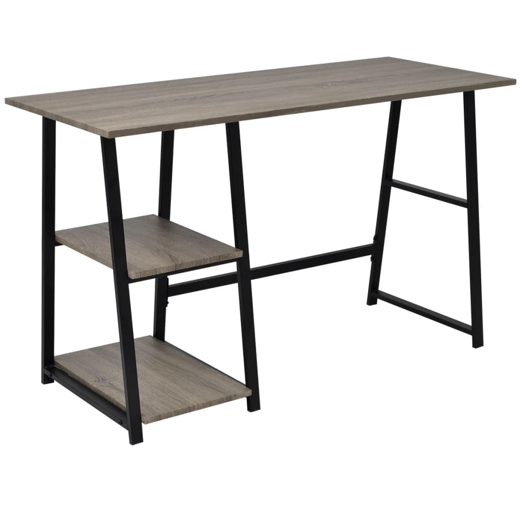 Bureau avec 2 étagères Gris et chêne Bureaux vidaXL   