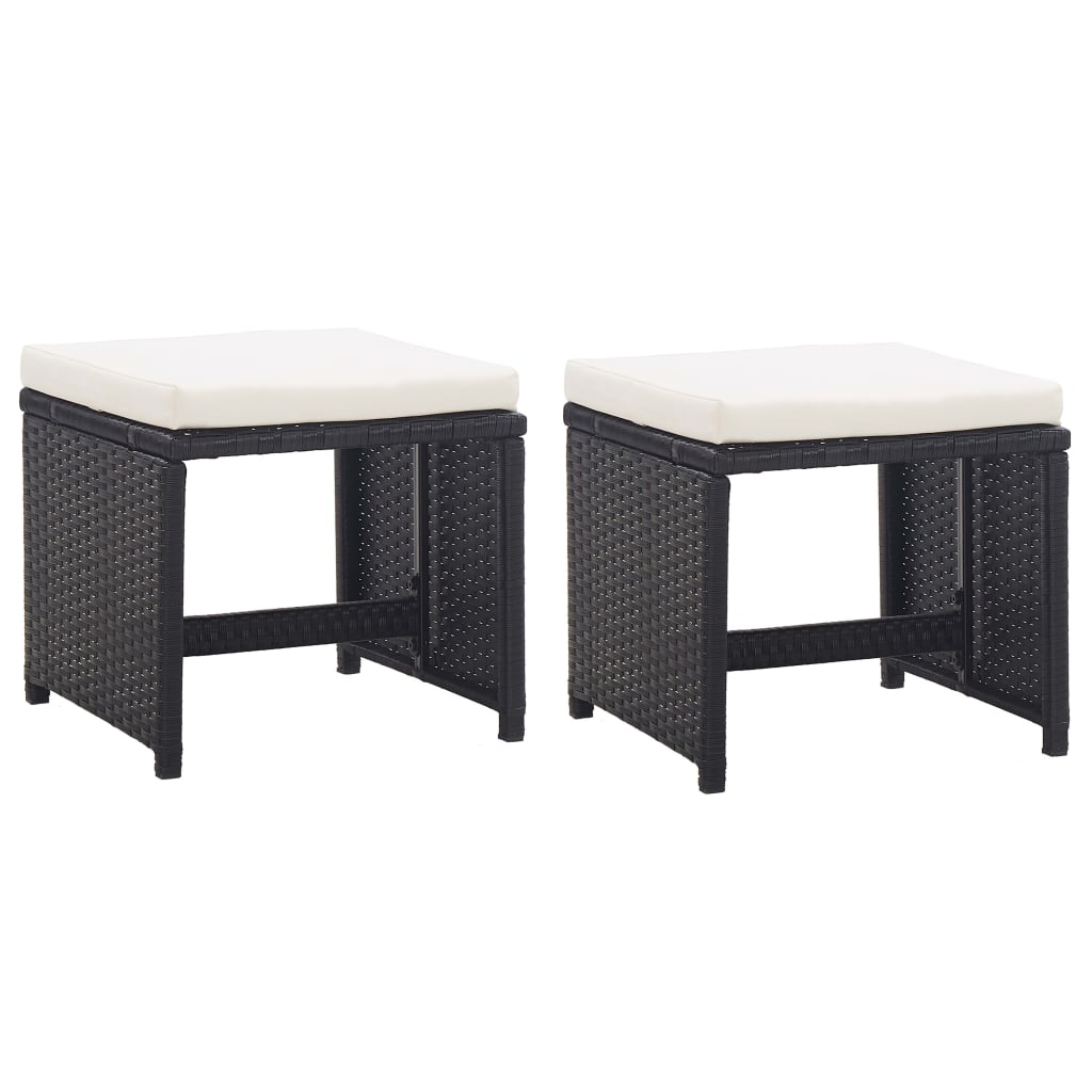 Ensemble à manger d'extérieur 5 pcs coussin Résine tressée Noir - XIOS