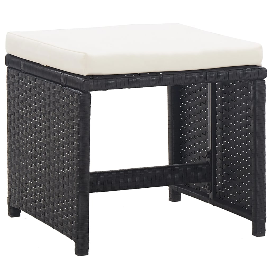 Ensemble à manger d’extérieur 9 pcs coussin Résine tressée Noir - XIOS