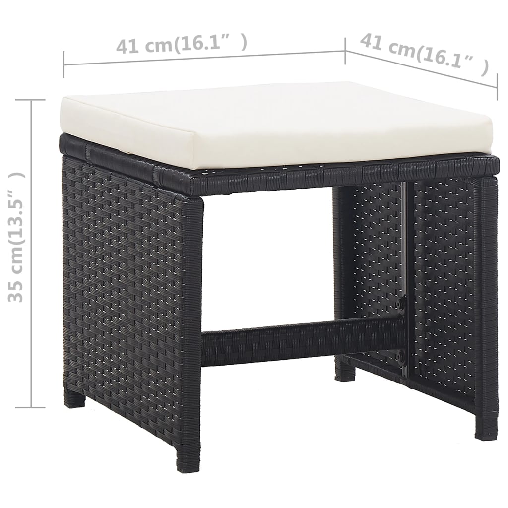 Ensemble à manger d’extérieur 9 pcs coussin Résine tressée Noir - XIOS