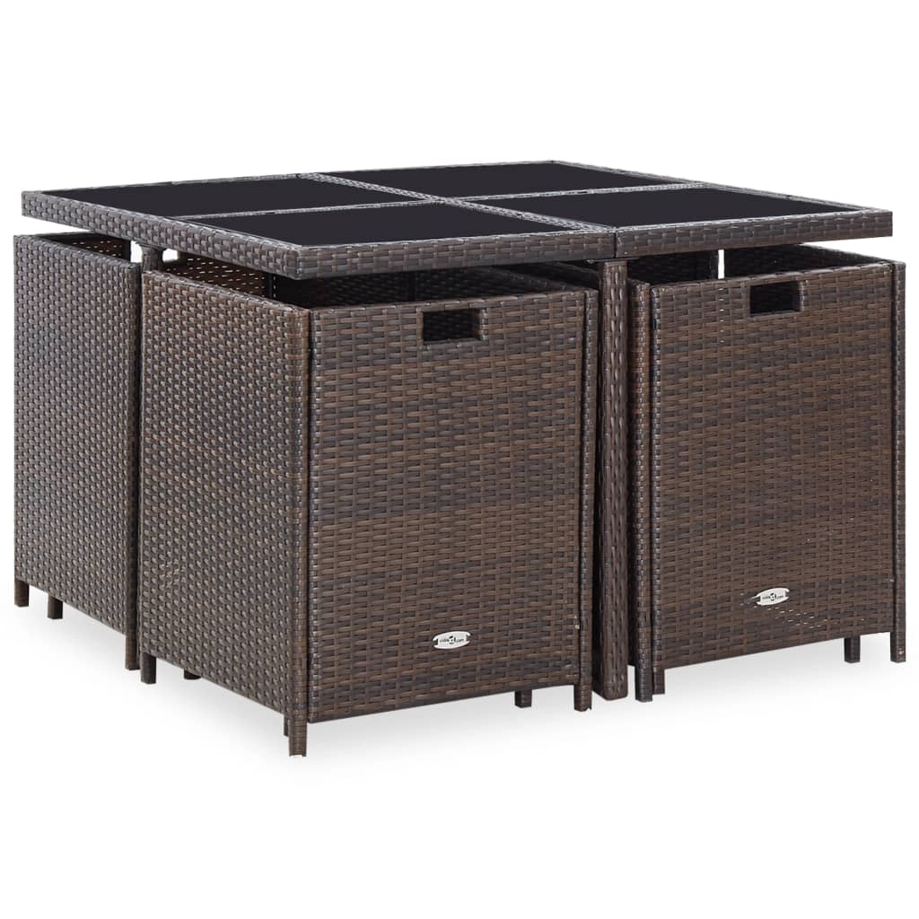 Ensemble à manger d'extérieur avec coussins 9pcs Résine tressée - XIOS