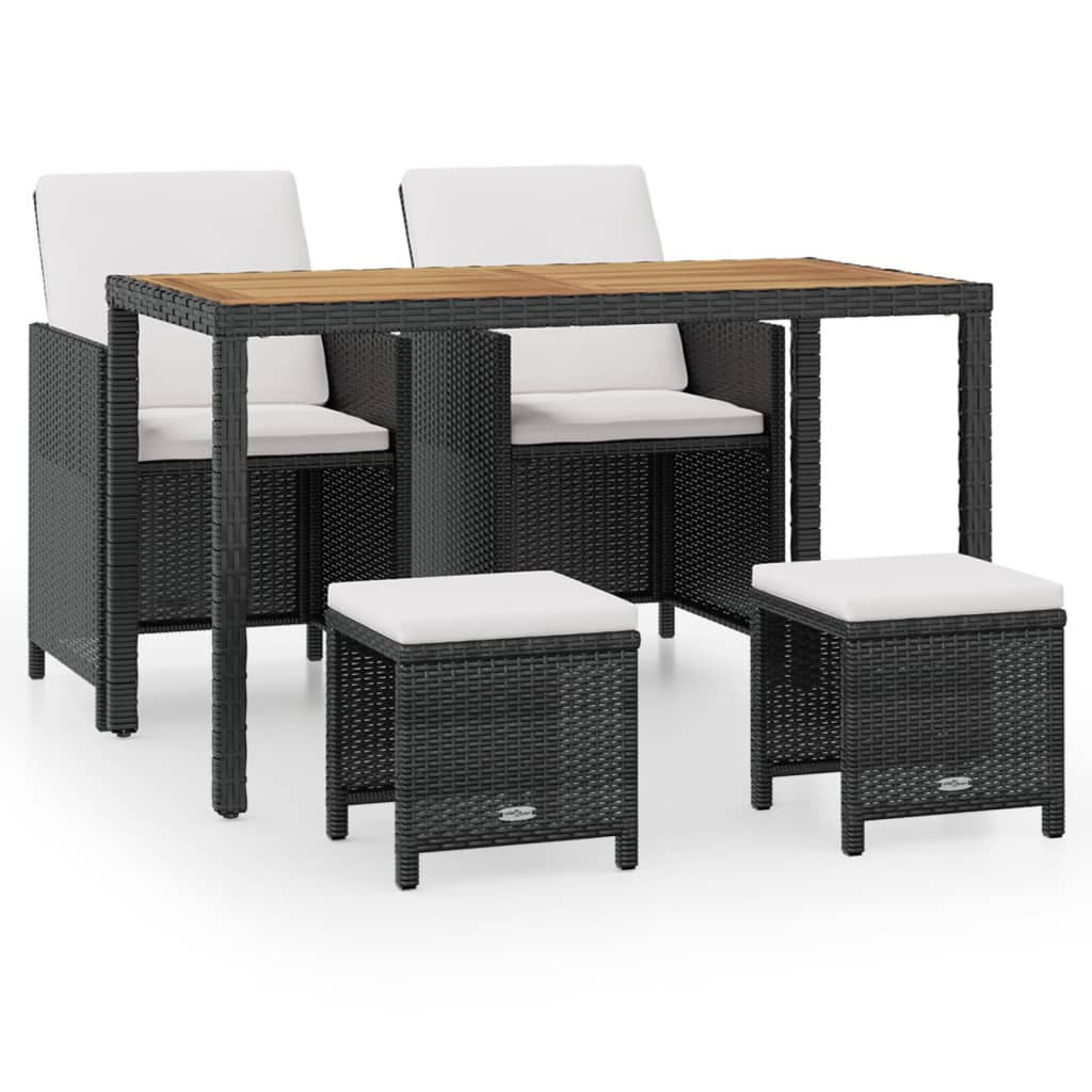 Ensemble à manger d'extérieur 5 pcs Rotin et bois d'acacia Noir - XIOS