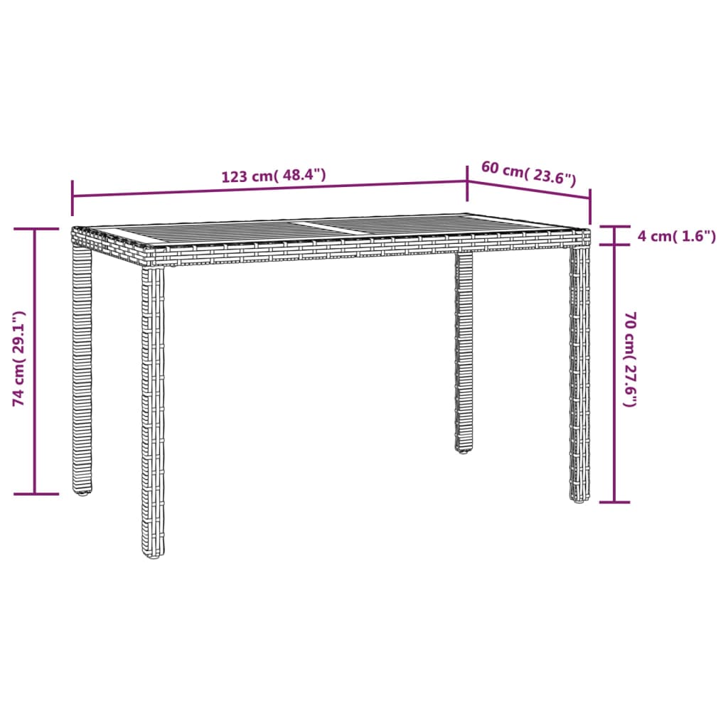 Ensemble à manger d'extérieur 5 pcs Rotin et bois d'acacia Noir - XIOS