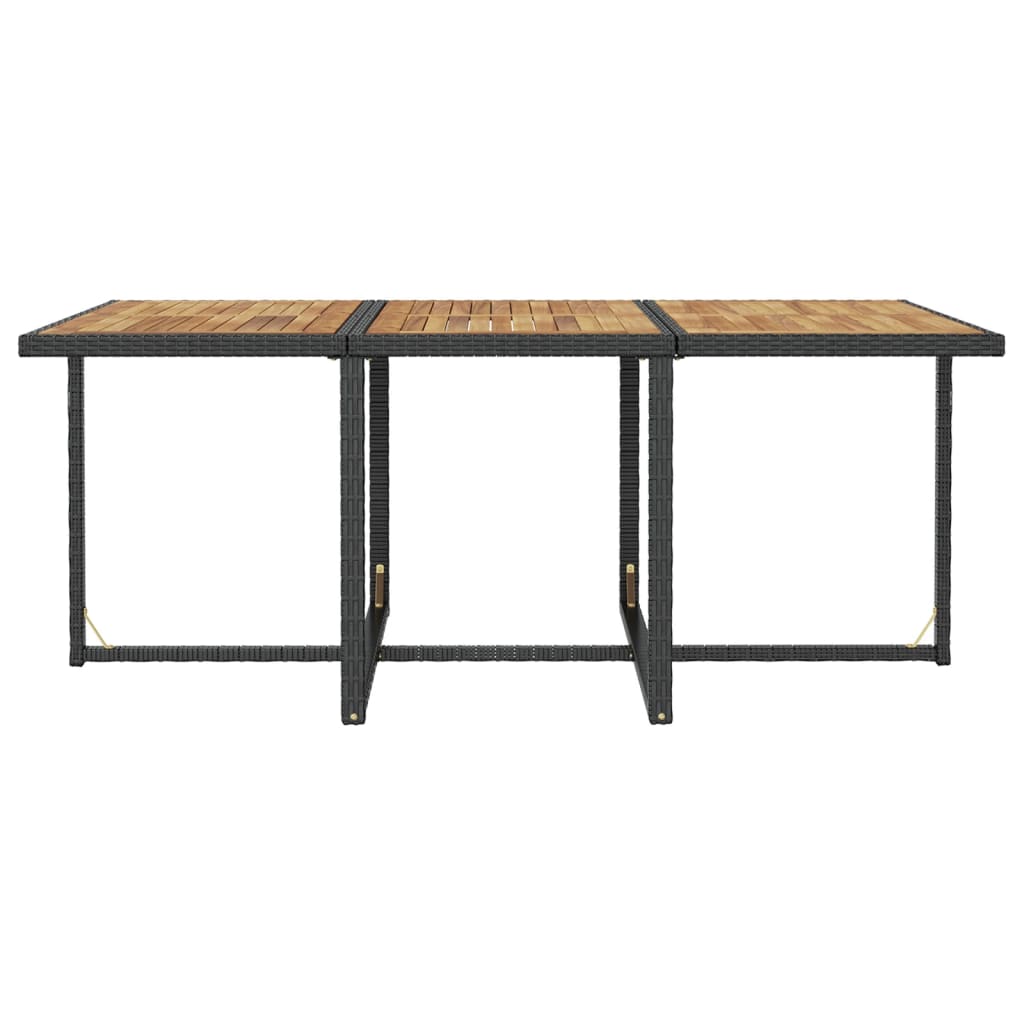 Ensemble à manger d'extérieur 11pcs Rotin et bois d'acacia Noir - XIOS