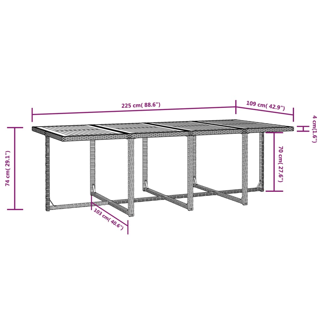 Ensemble à manger d'extérieur 13pcs Rotin et bois d'acacia Noir - XIOS
