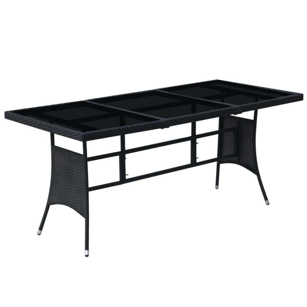 Ensemble à manger d'extérieur 9pcs coussins résine tressée noir