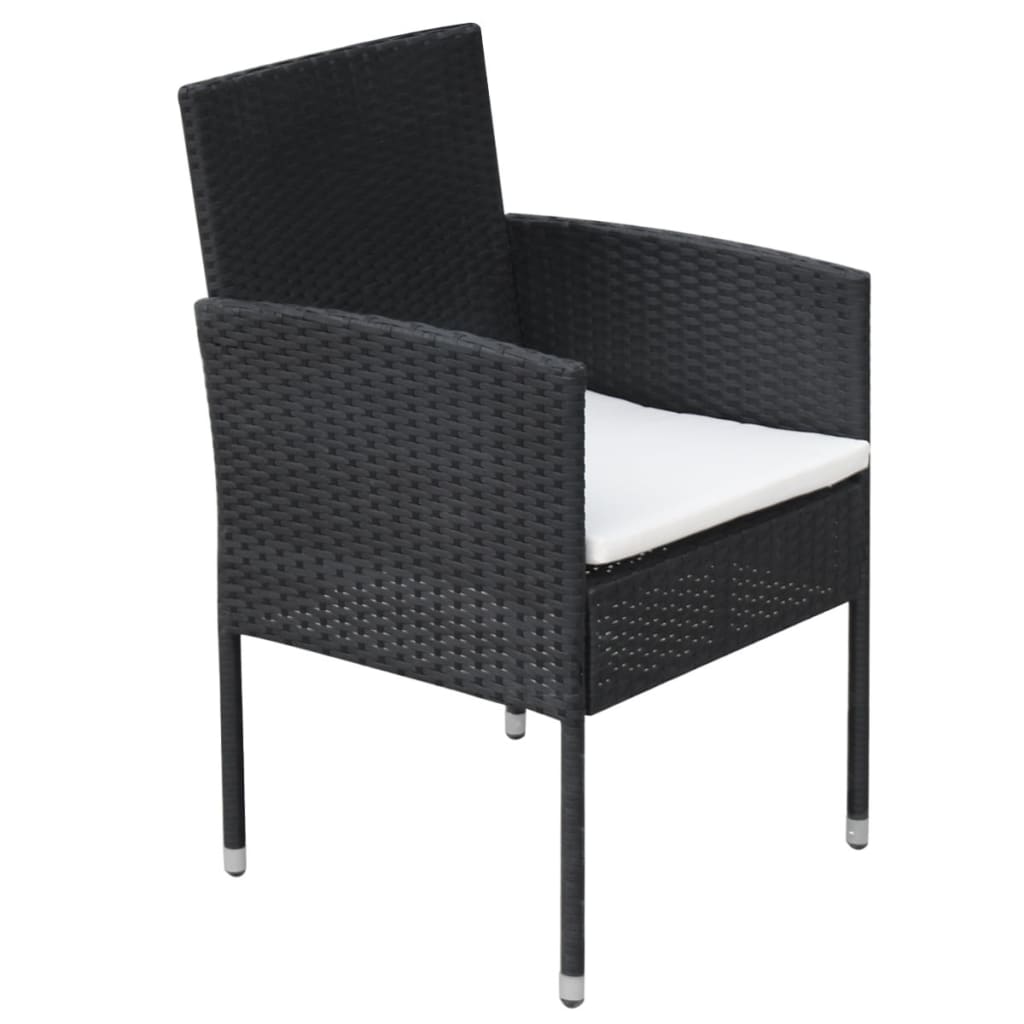 Ensemble à manger d'extérieur 9pcs coussins résine tressée noir