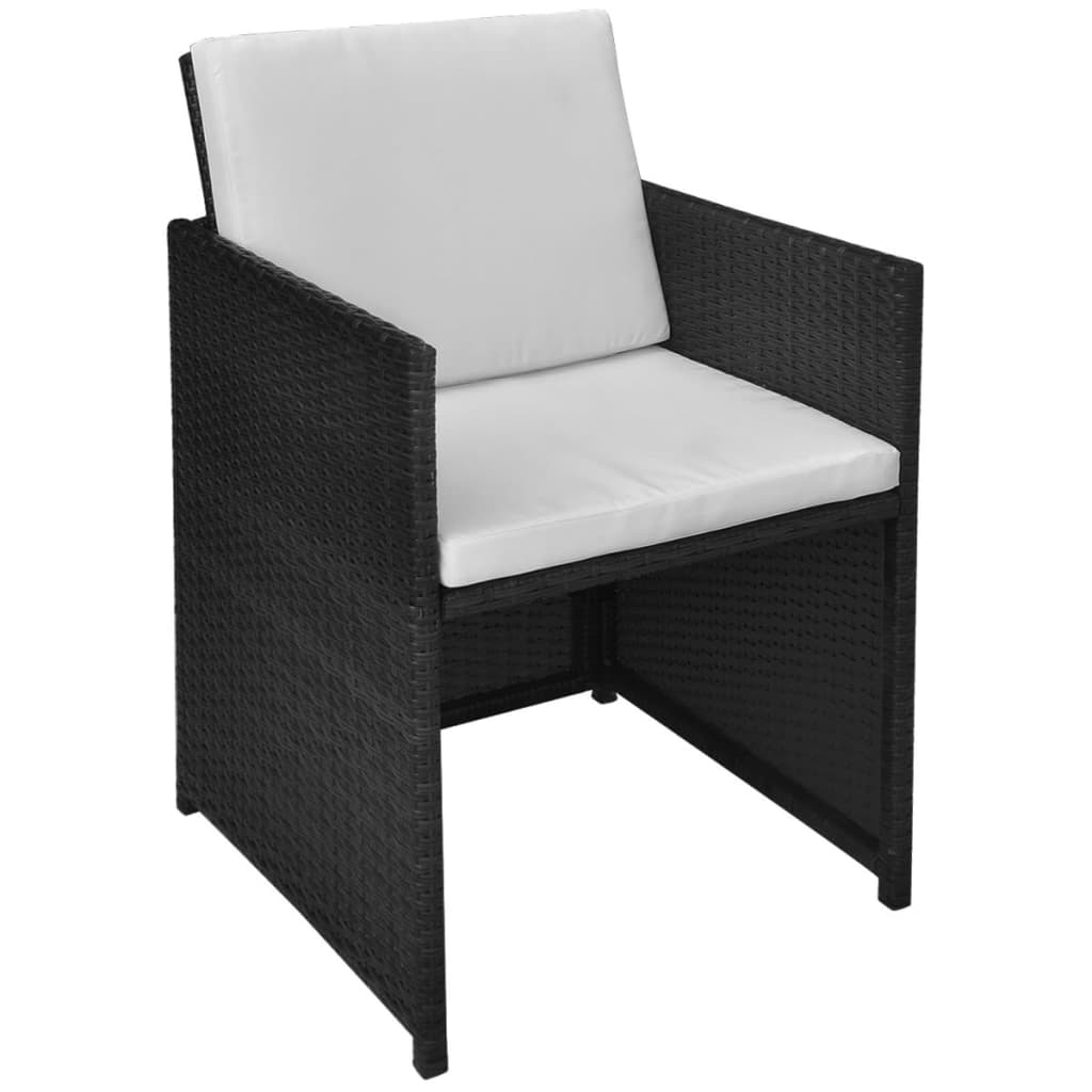 Ensemble de bistro 3 pcs avec coussins résine tressée noir - XIOS