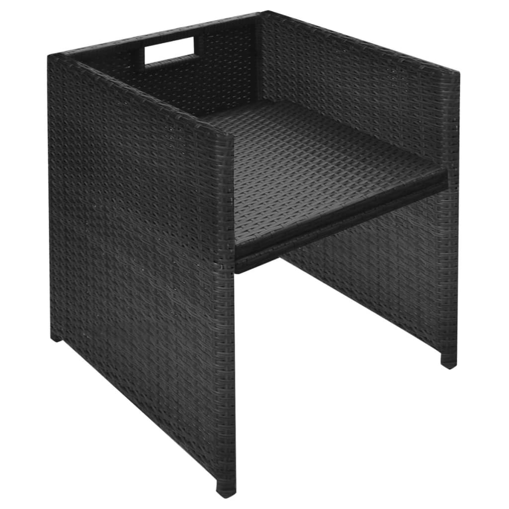 Ensemble de bistro 3 pcs avec coussins résine tressée noir - XIOS