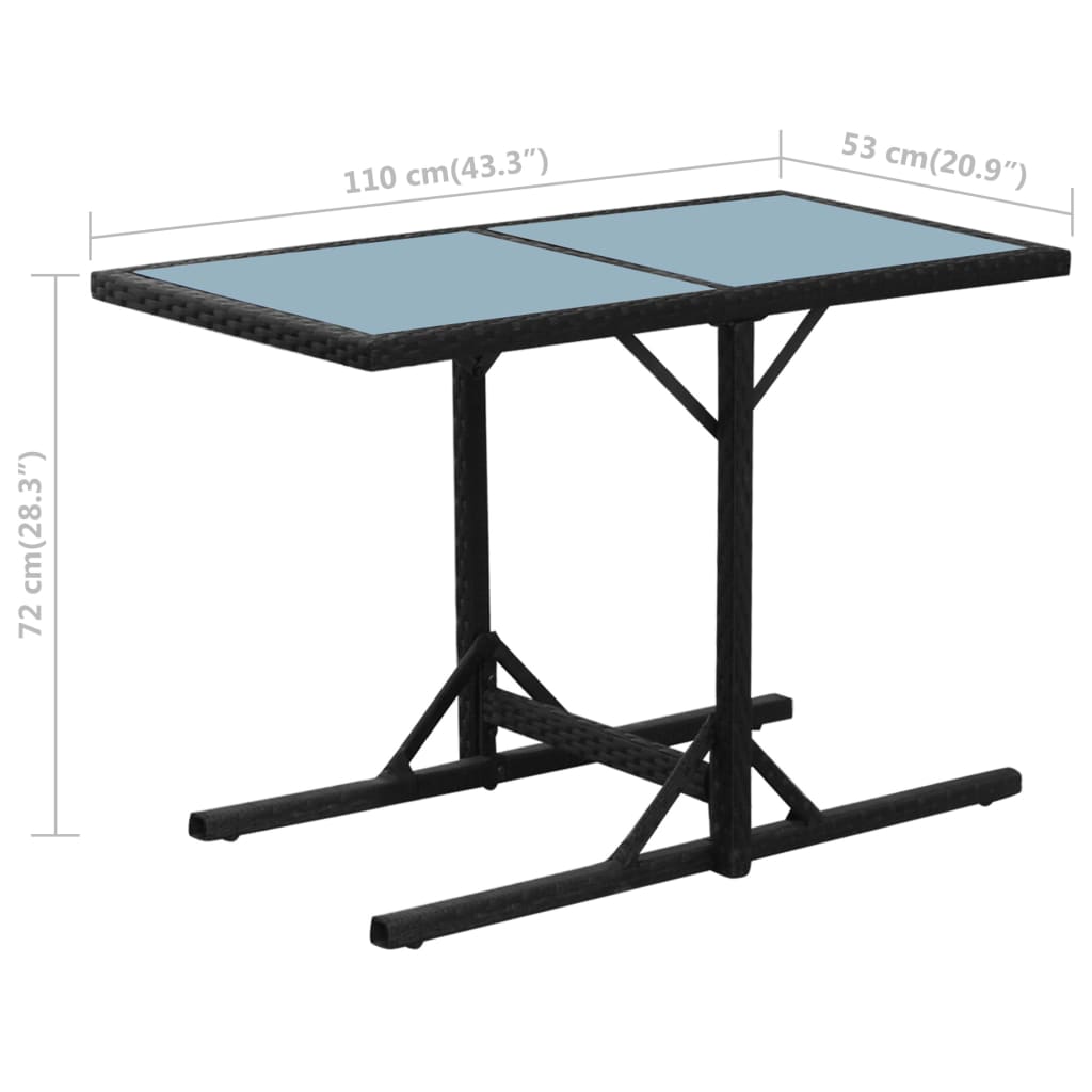 Ensemble de bistro 3 pcs avec coussins résine tressée noir - XIOS