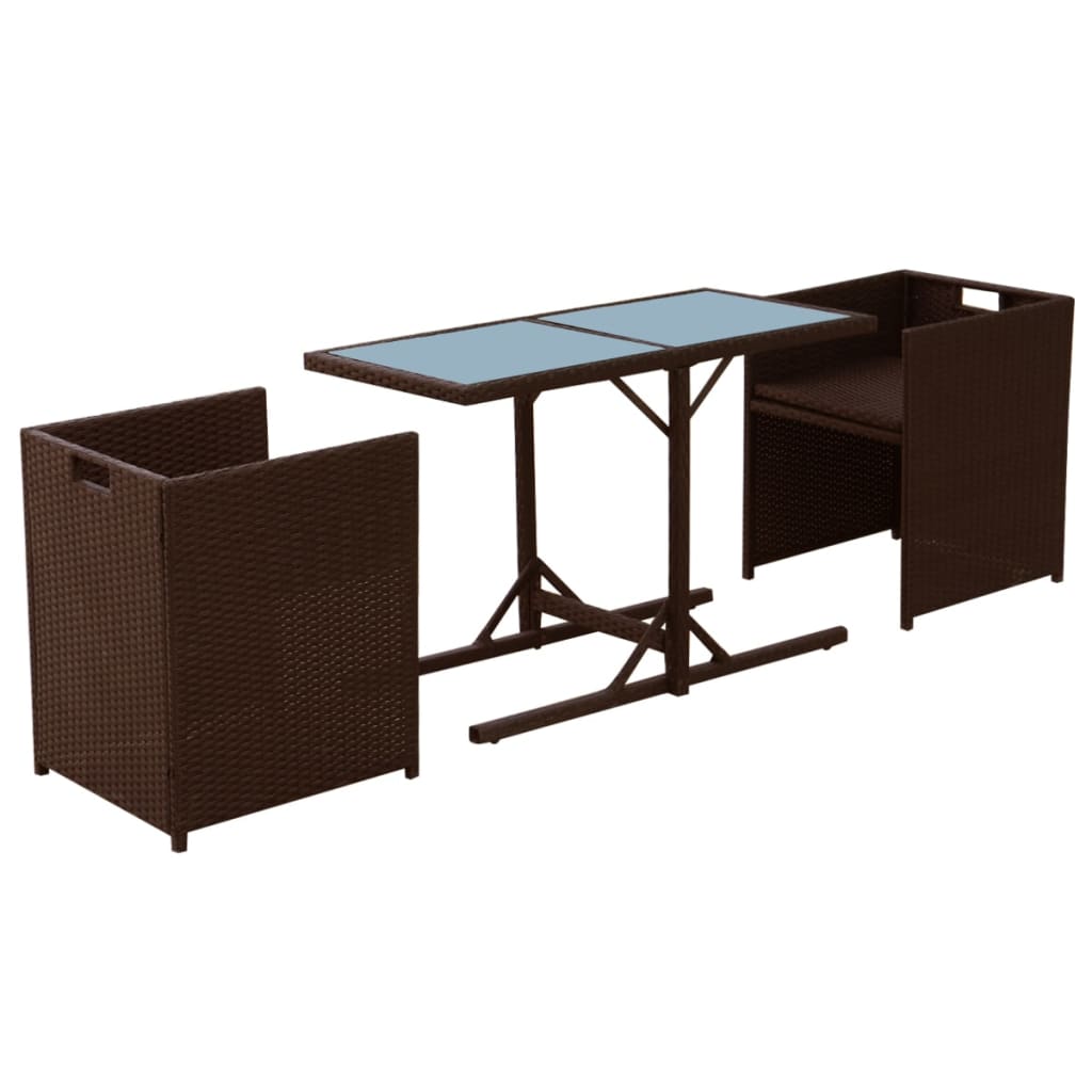 Ensemble de bistro 3 pcs et coussins résine tressée marron - XIOS