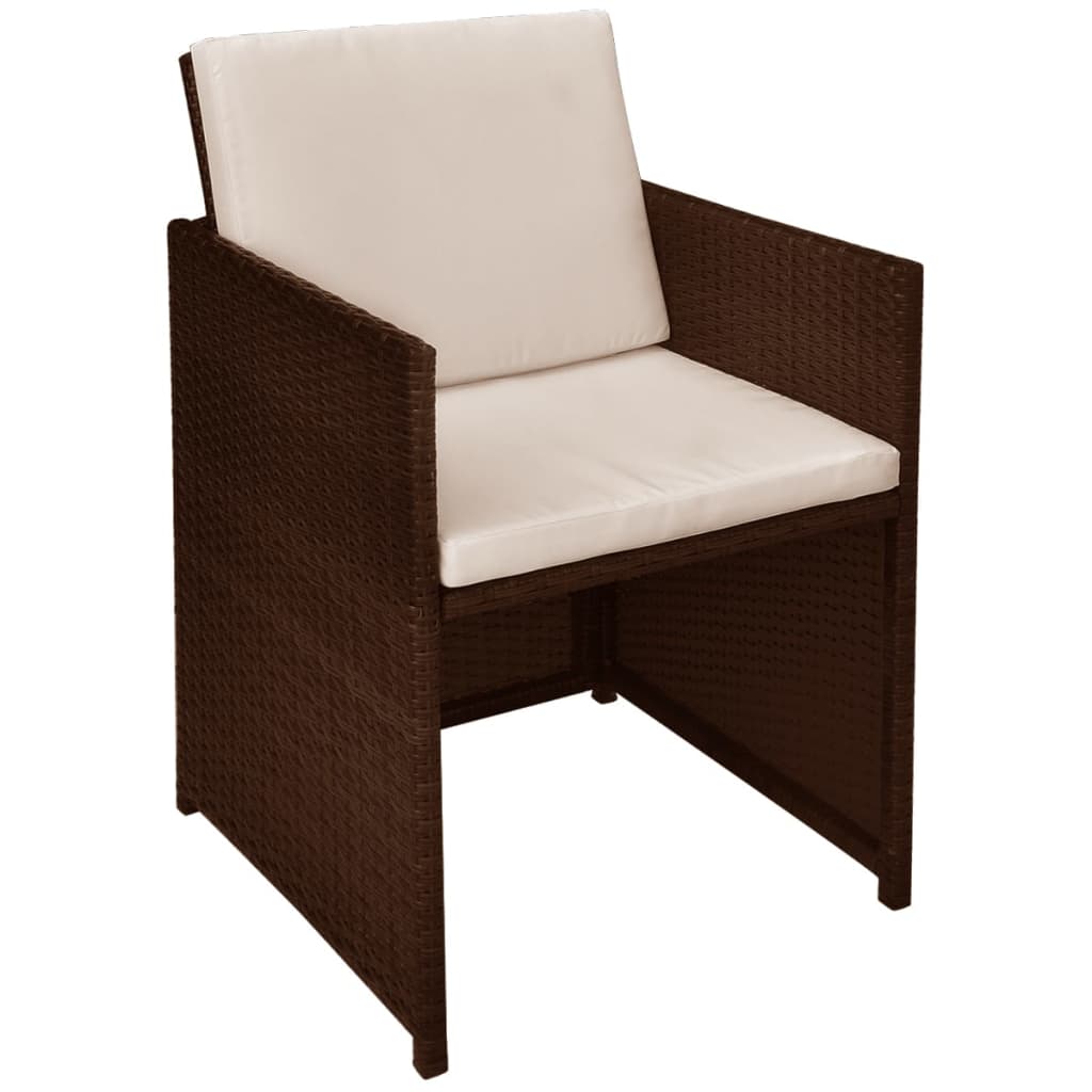 Ensemble de bistro 3 pcs et coussins résine tressée marron - XIOS
