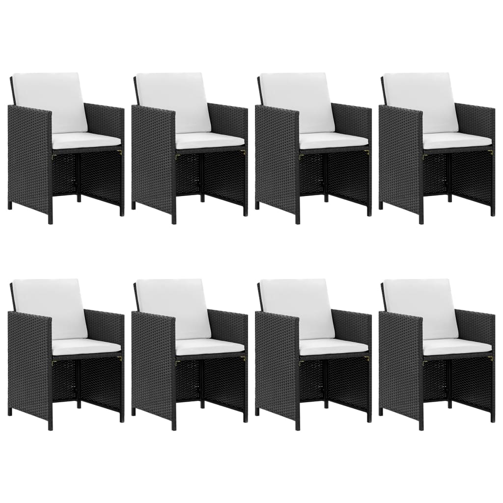 Ensemble à manger d'extérieur 9pcs coussins Résine tressée Noir - XIOS