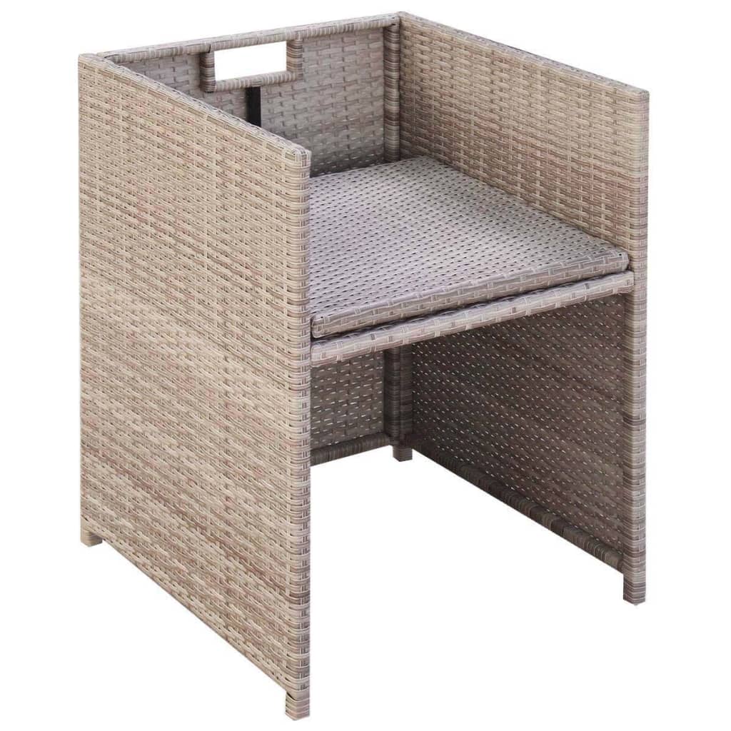 Ensemble à manger d'extérieur avec coussins 5 pcs Rotin Beige - XIOS