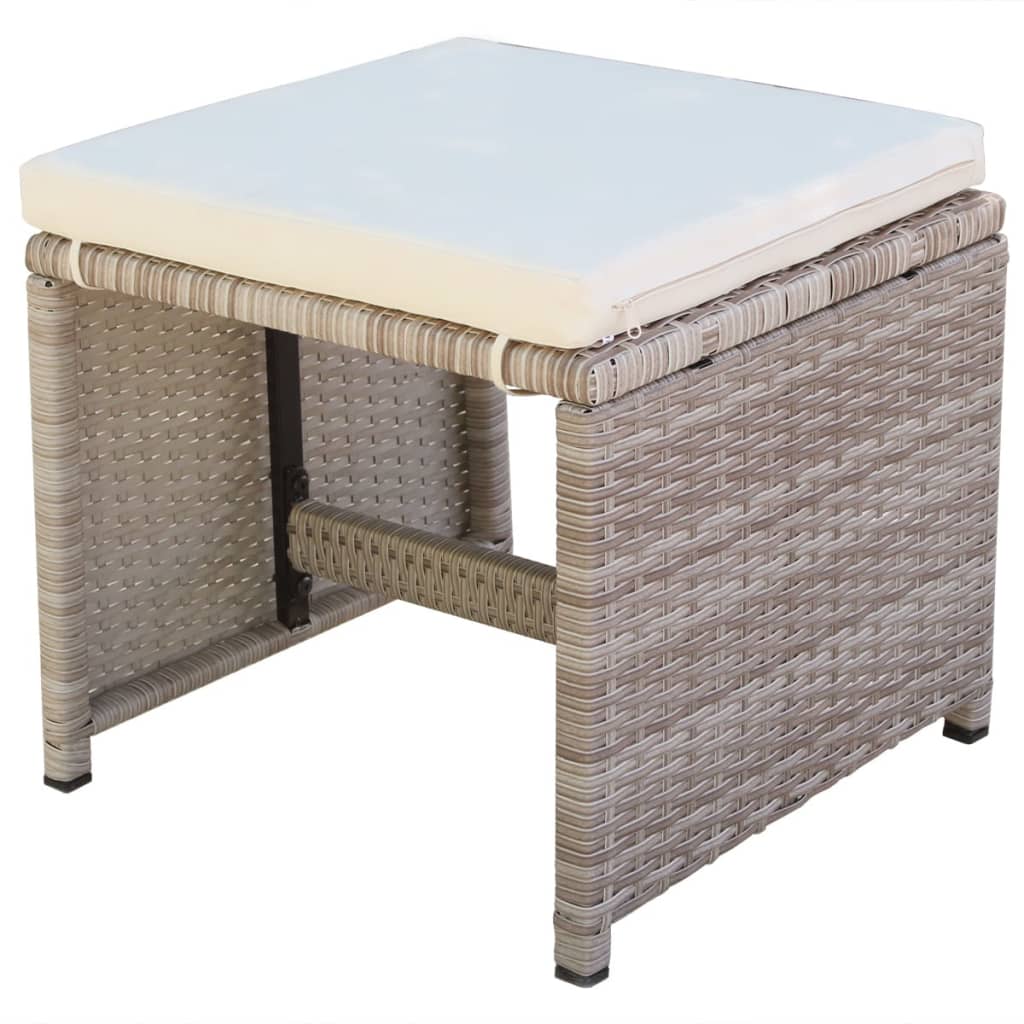 Ensemble à manger d'extérieur avec coussins 5 pcs Rotin Beige - XIOS