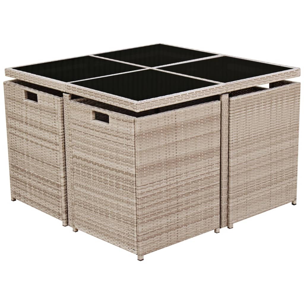 Ensemble à manger d'extérieur et coussins 9 pcs résine tressée - XIOS