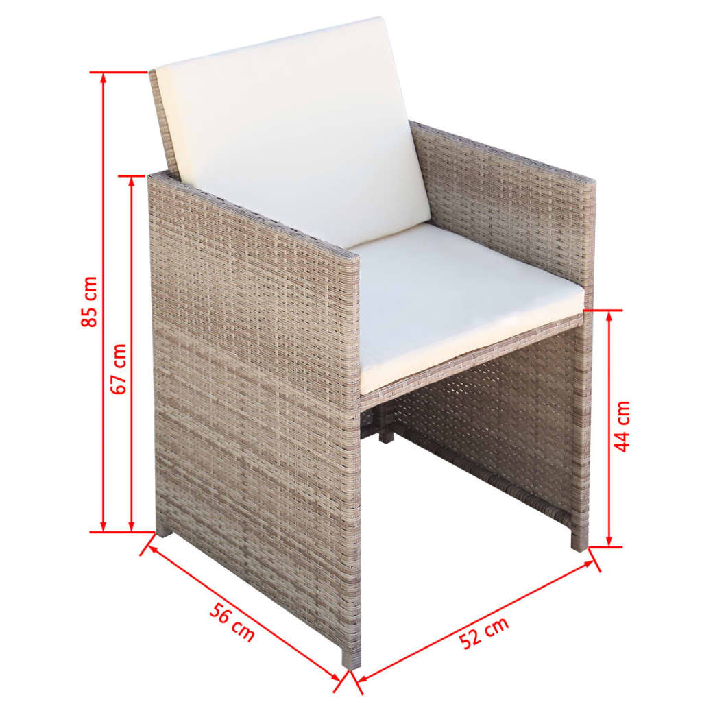 Ensemble à manger d'extérieur et coussins 9 pcs résine tressée - XIOS
