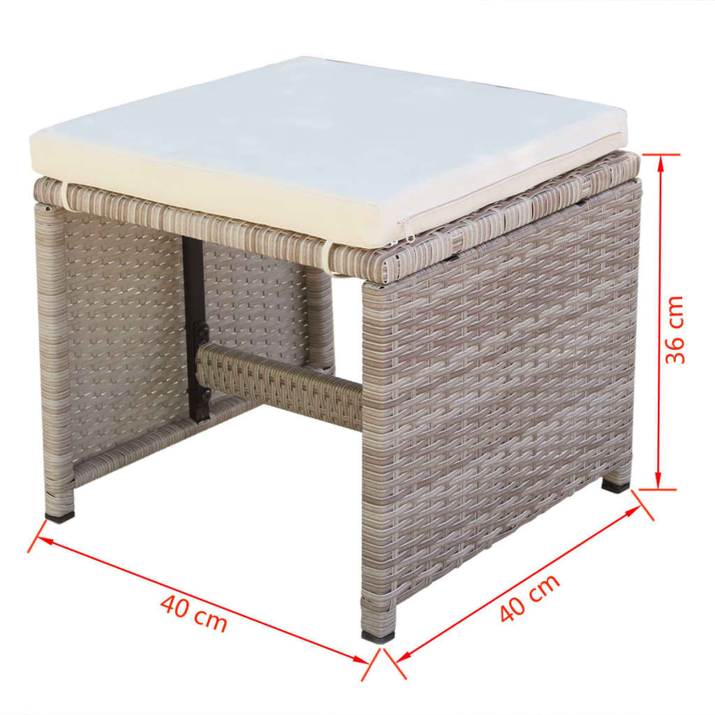 Ensemble à manger d'extérieur et coussins 9 pcs résine tressée - XIOS