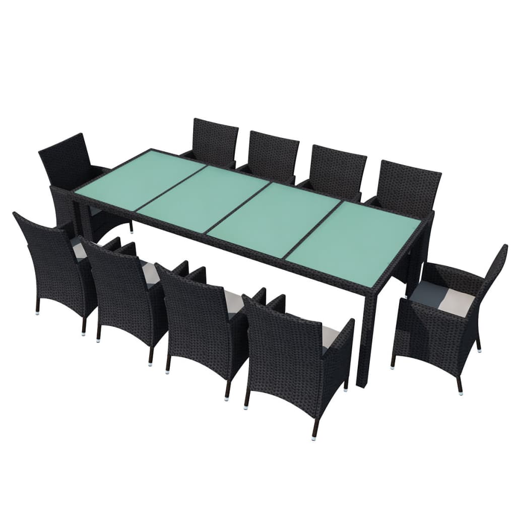 Ensemble à manger d'extérieur 11 pcs coussins résine tressée - XIOS