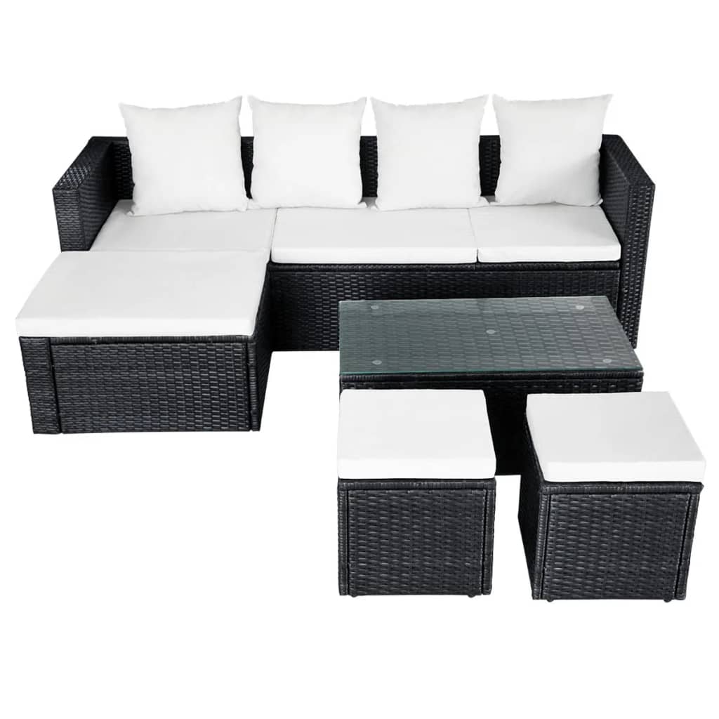 Salon de jardin 4 pcs avec coussins Résine tressée Noir Salons de jardin vidaXL