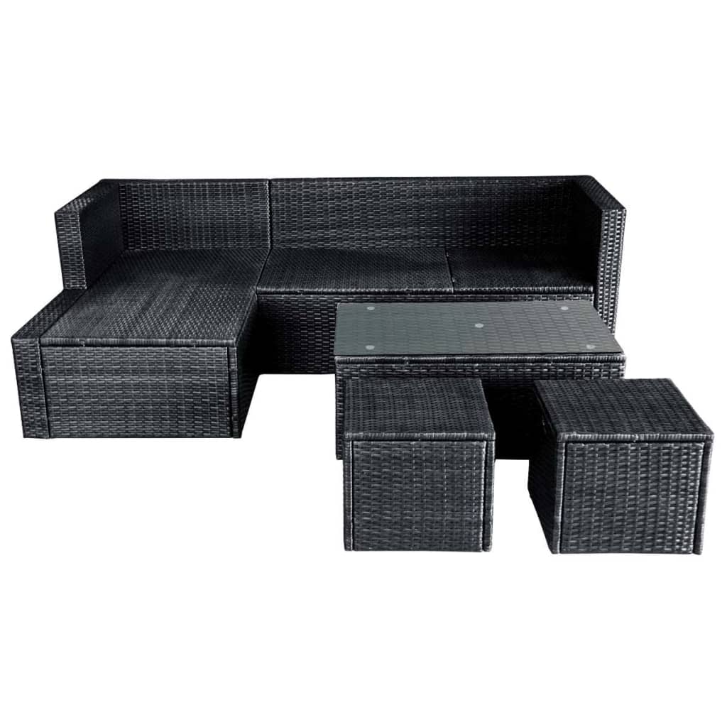 Salon de jardin 4 pcs avec coussins Résine tressée Noir Salons de jardin vidaXL