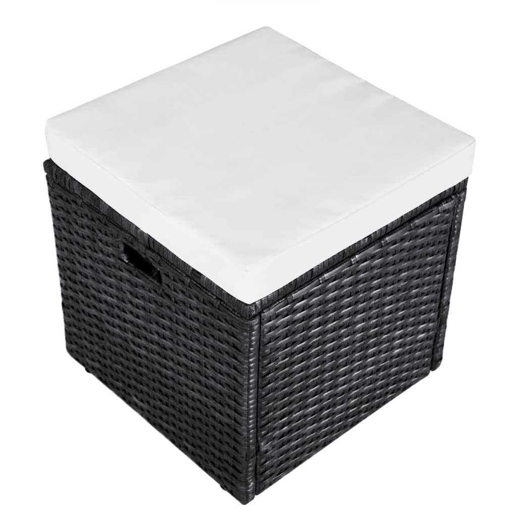 Salon de jardin 4 pcs avec coussins Résine tressée Noir Salons de jardin vidaXL