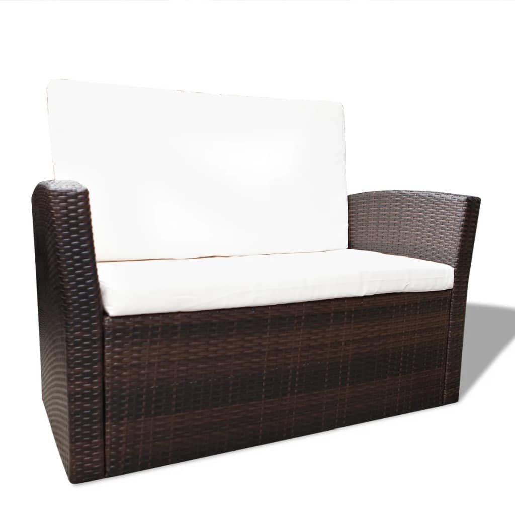 Salon de jardin 4 pcs avec coussins Résine tressée Marron - XIOS