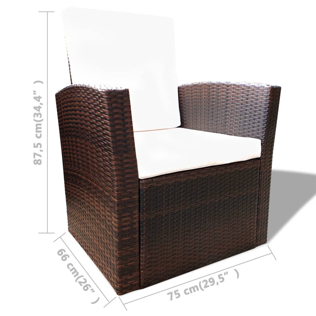 Salon de jardin 4 pcs avec coussins Résine tressée Marron - XIOS