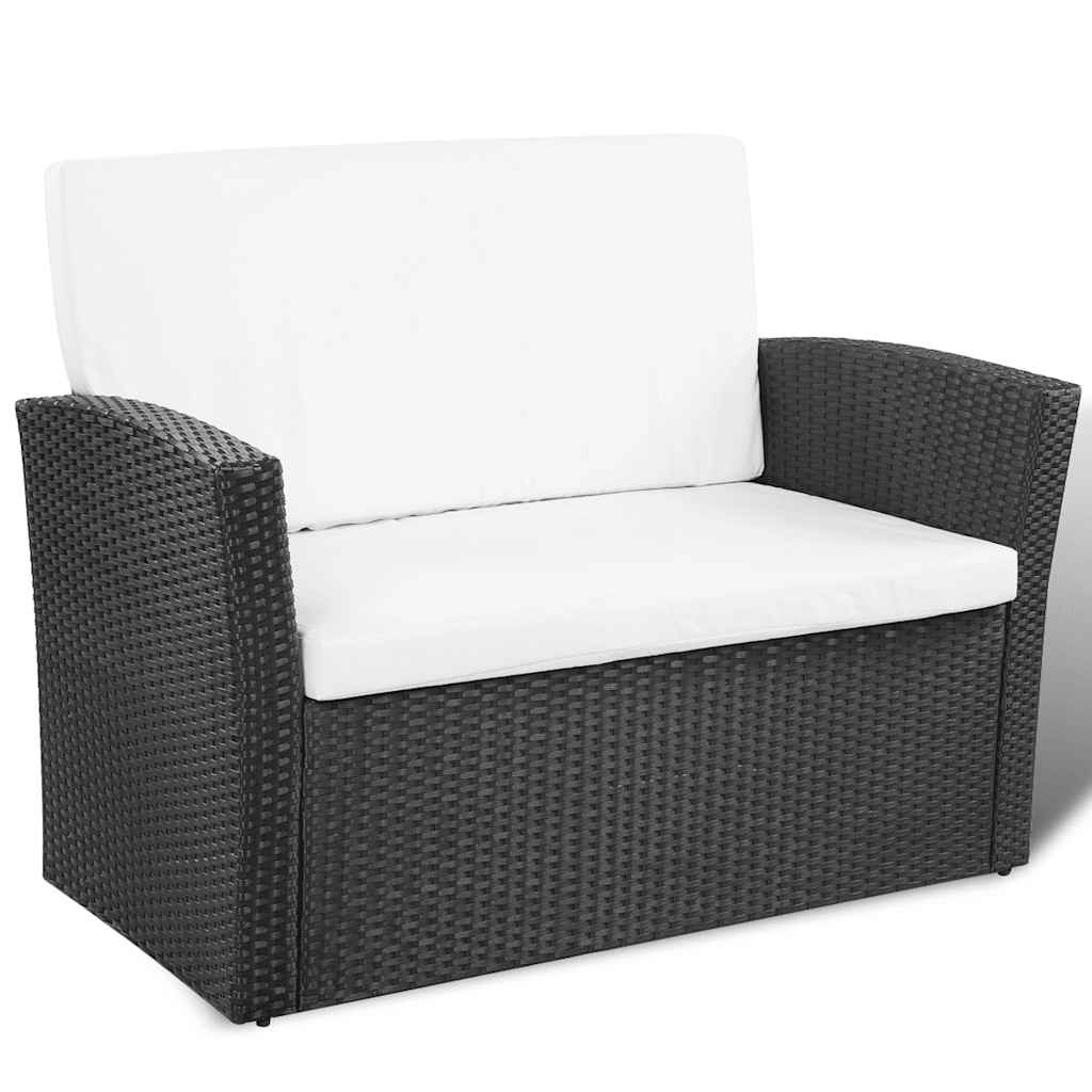 Salon de jardin 4 pcs avec coussins Résine tressée Noir - XIOS