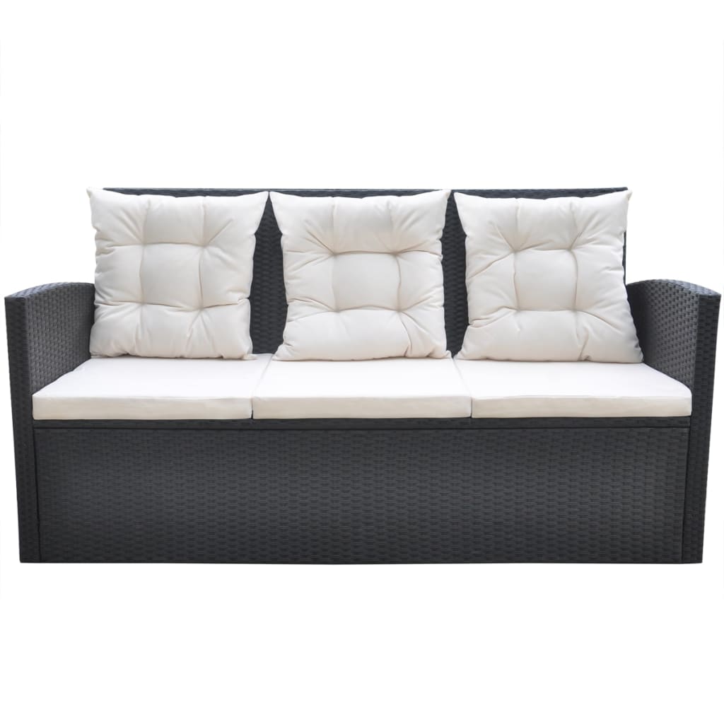 Ensemble à manger d'extérieur 6pcs coussins résine tressée noir - XIOS