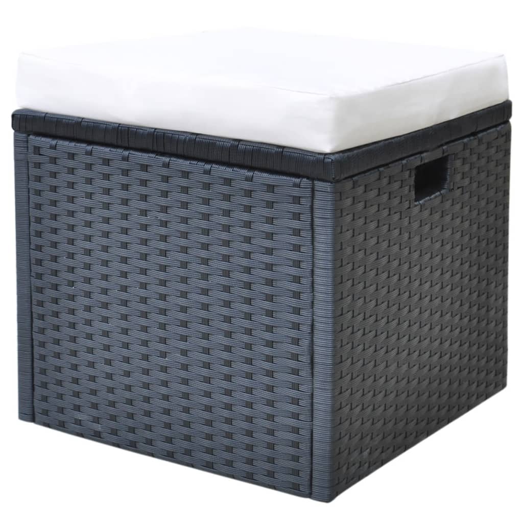 Ensemble à manger d'extérieur 6pcs coussins résine tressée noir - XIOS