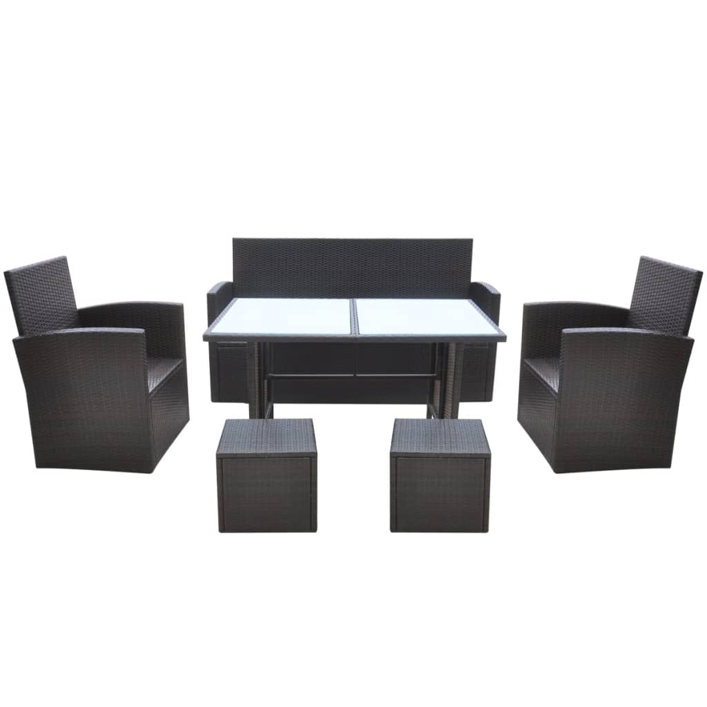 Ensemble à manger d'extérieur avec coussins 6pcs Résine tressée - XIOS
