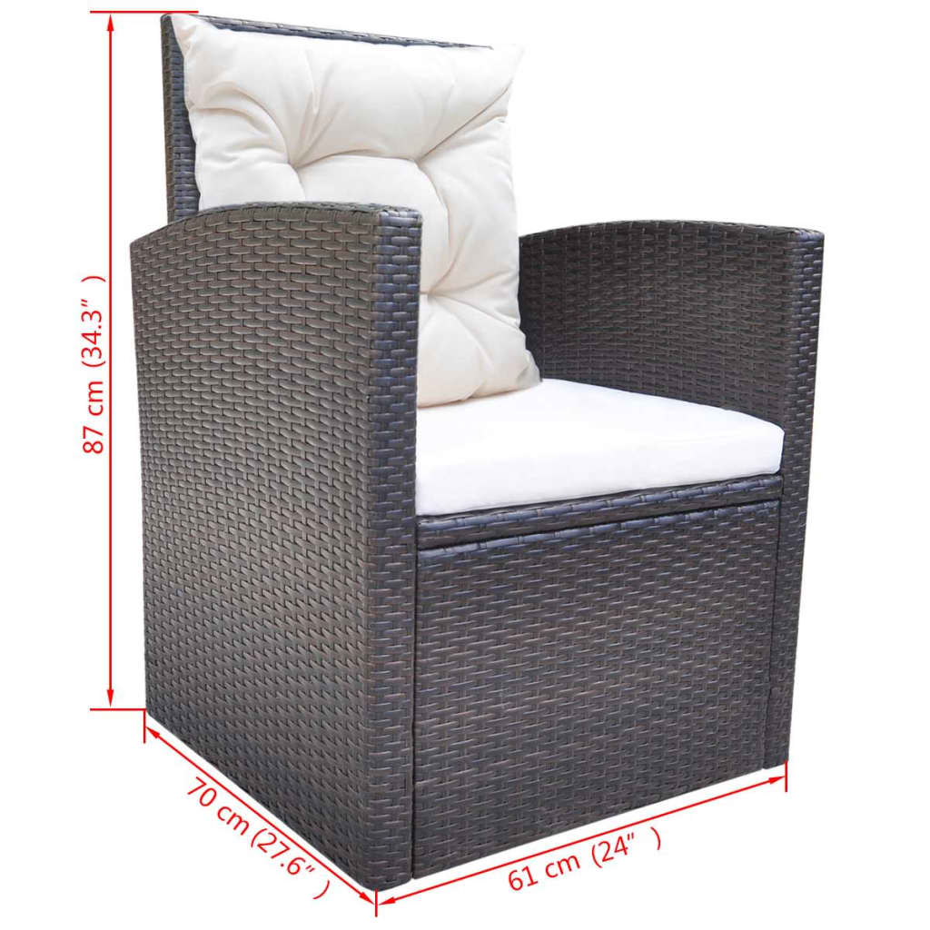Ensemble à manger d'extérieur avec coussins 6pcs Résine tressée - XIOS