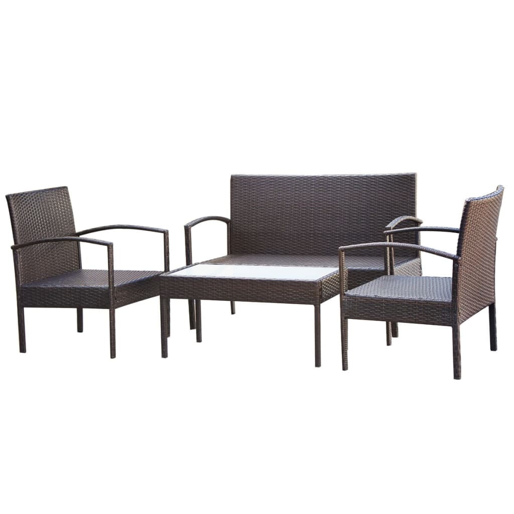 Salon de jardin 4 pcs avec coussins Résine tressée Marron - XIOS