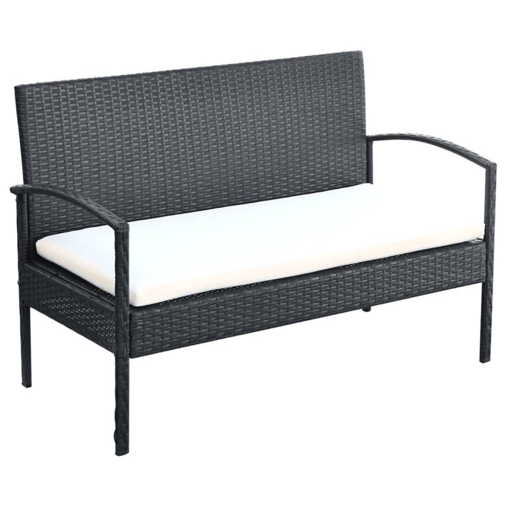 Salon de jardin 4 pcs avec coussins Résine tressée Noir - XIOS