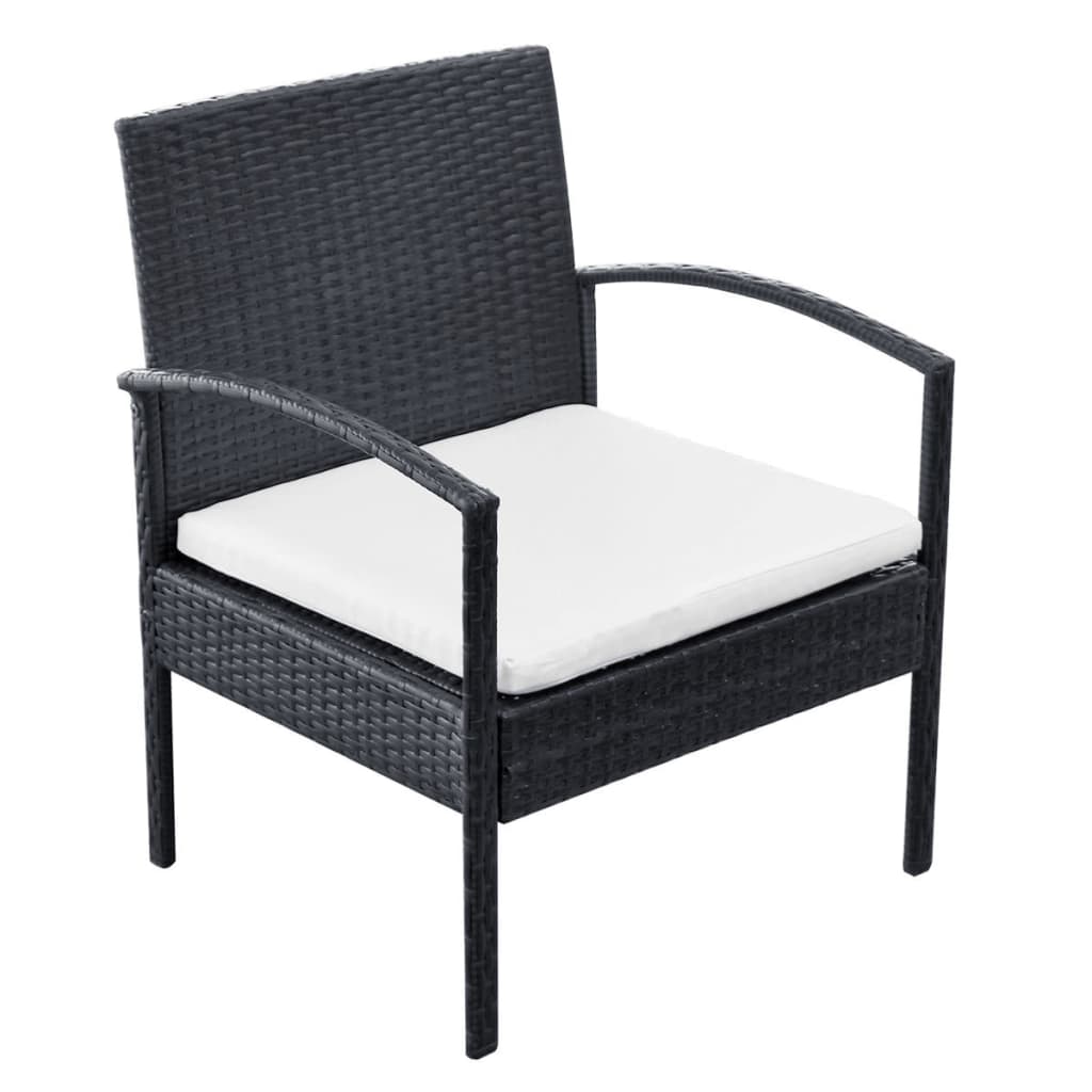 Salon de jardin 4 pcs avec coussins Résine tressée Noir - XIOS