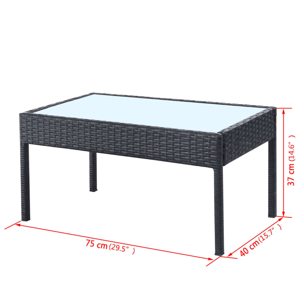 Salon de jardin 4 pcs avec coussins Résine tressée Noir - XIOS