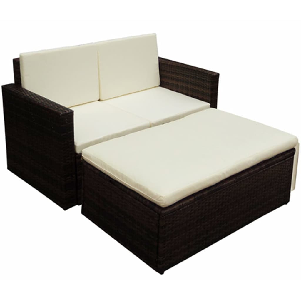 Salon de jardin 2 pcs avec coussins Résine tressée Marron - XIOS