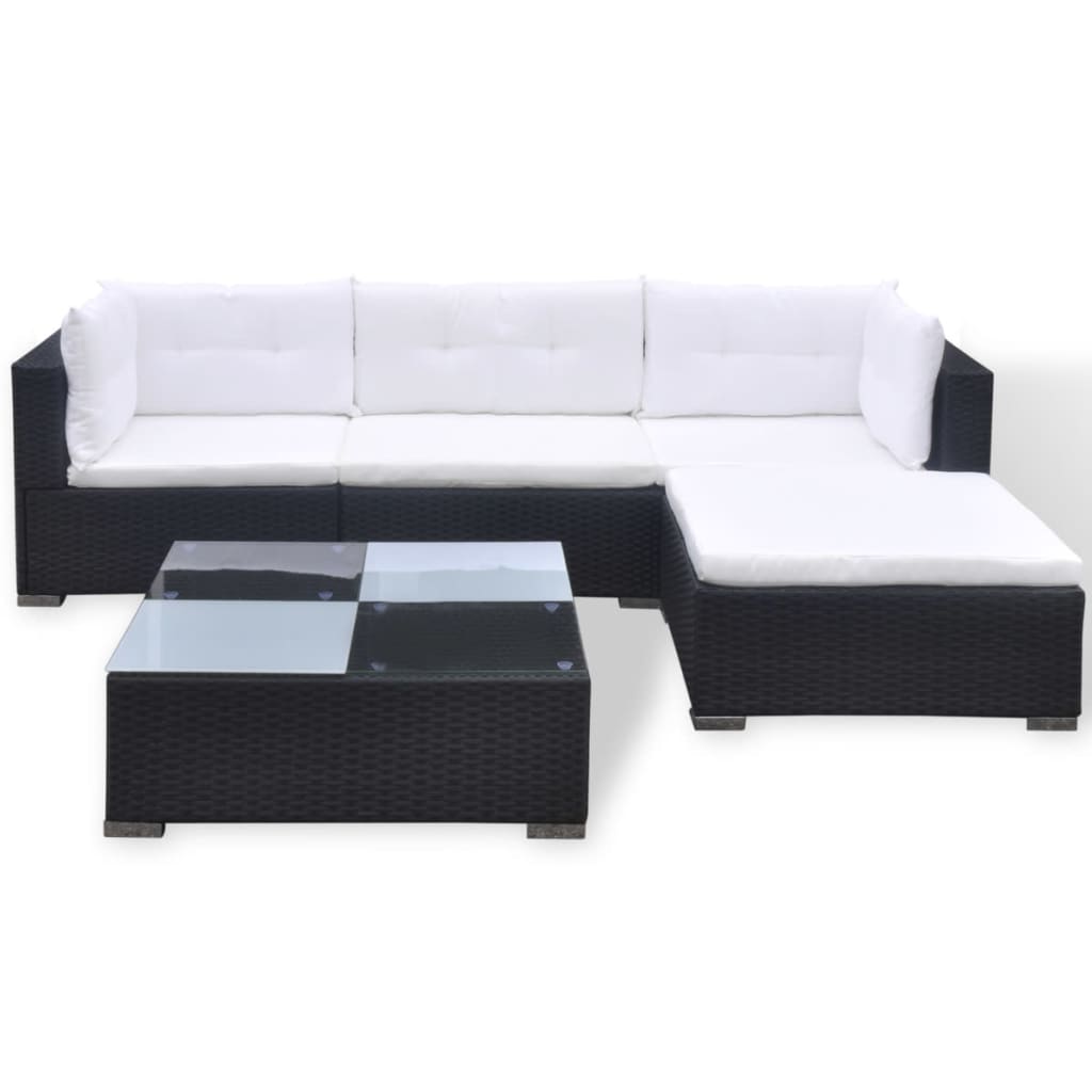 Salon de jardin 5 pcs avec coussins Résine tressée Noir - XIOS