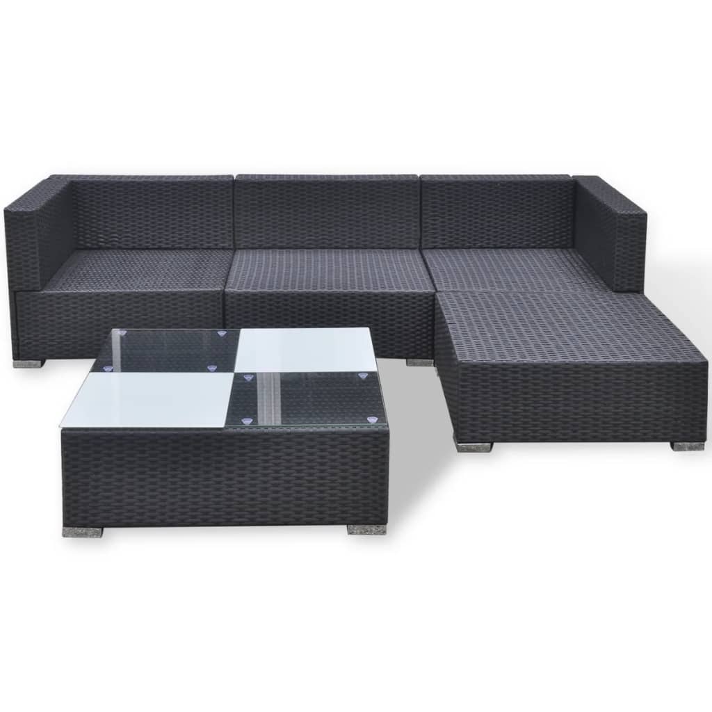 Salon de jardin 5 pcs avec coussins Résine tressée Noir - XIOS