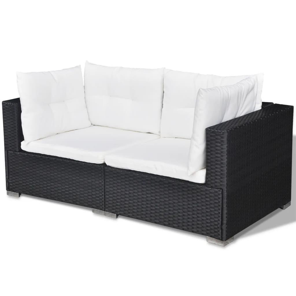 Salon de jardin 5 pcs avec coussins Résine tressée Noir - XIOS