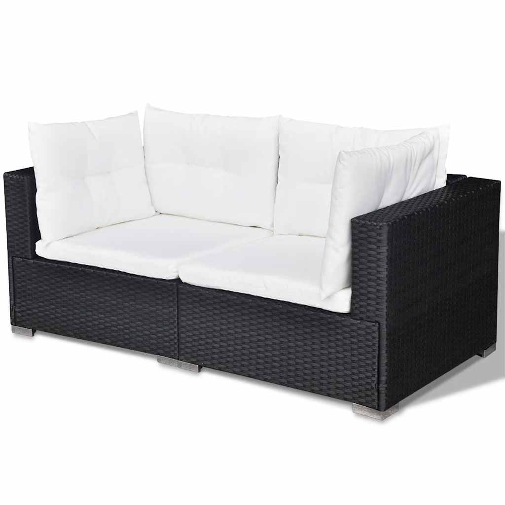 Salon de jardin 6 pcs avec coussins Résine tressée Noir - XIOS