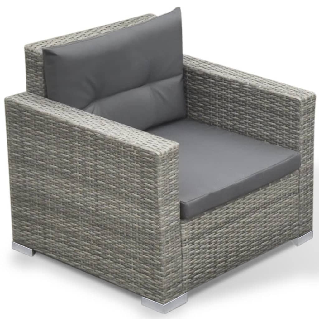 Salon de jardin 6 pcs avec coussins résine tressée gris - XIOS
