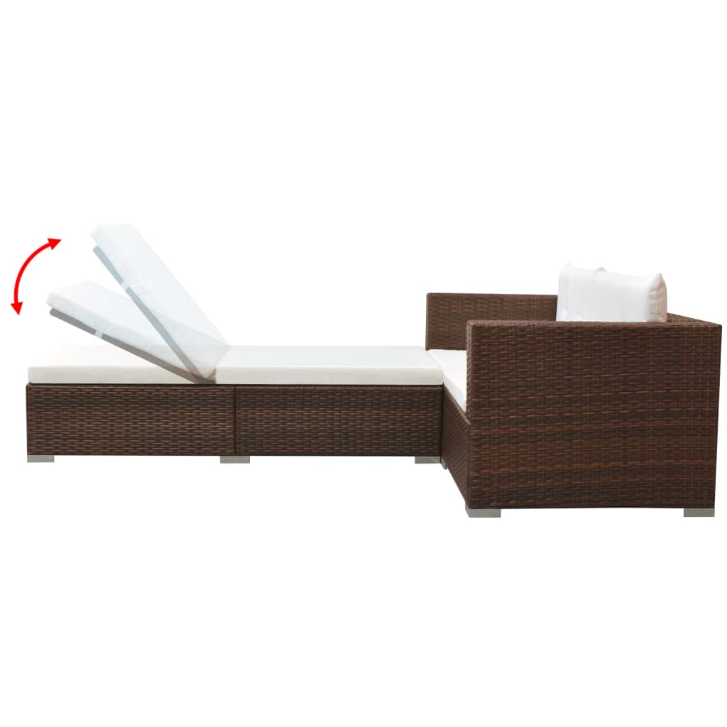 Salon de jardin 3 pcs avec coussins Résine tressée Marron Salons de jardin vidaXL