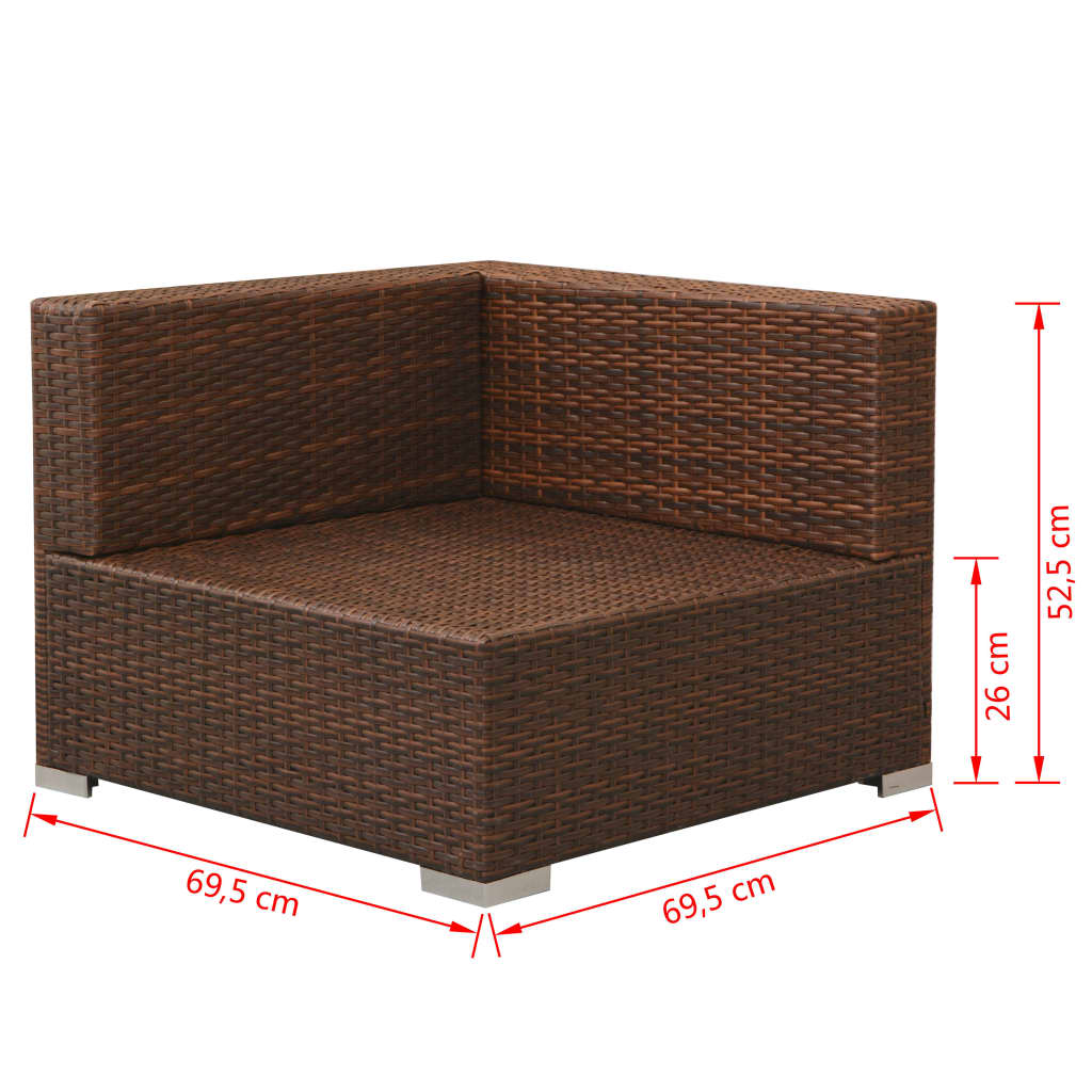 Salon de jardin 3 pcs avec coussins Résine tressée Marron Salons de jardin vidaXL